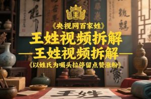 央视网百家姓–王姓视频拆解，以姓氏为噱头拉停留点赞涨粉-遨游资源库