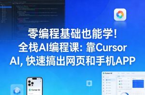 零编程基础也能学！全栈AI编程课：靠Cursor AI，快速搞出网页和手机APP-遨游资源库