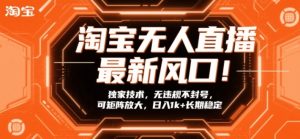 淘宝无人直播最新风口！独家技术，无违规不封号，可矩阵放大，日入1k+长期稳定【揭秘】-遨游资源库