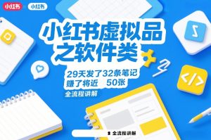 小红书虚拟品之软件类，29天发了32条笔记，賺了将近50张，全流程讲解-遨游资源库