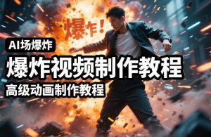 AI场景爆炸视频制作教程，利用人物实拍视频制作出高级的动画特效-遨游资源库