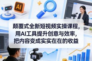 颠覆式全新短视频实操课程，用AI工具提升创意与效率，把内容变成实实在在的收益-遨游资源库
