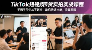 TikTok短视频带货实拍实战课程，手把手带你从零起步，助你快速出单，突破瓶颈-遨游资源库