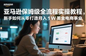 亚马逊保姆级全流程实操教程，新手如何从零打造月入1W美金电商事业-遨游资源库