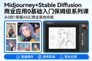 AIGC商业应用Midjourney+Stable Diffusion教程，0基础入门保姆级系列课-遨游资源库