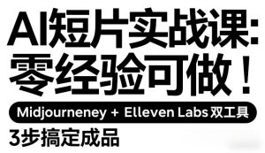 AI短片实战课：零经验可做，Midjourney+ElevenLabs双工具，3步搞定成品-遨游资源库