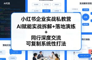 小红书企业实战私教营，AI赋能实战拆解+落地演练+同行深度交流，可复制系统性打法-遨游资源库