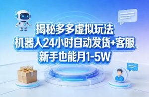 揭秘多多虚拟玩法，机器人24小时自动发货+客服，新手也能月1-5W！-遨游资源库