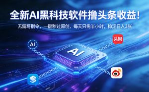 全新AI黑科技软件撸头条收益！无需写指令，一键秒过原创，每天只需半小时，稳定日入3张【揭秘】-遨游资源库