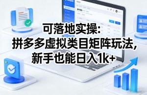 可落地实操:拼多多虚拟类目矩阵玩法,新手也能日入1k+【揭秘】-遨游资源库