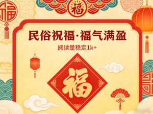 公众号流量主之民俗祝福赛道，选题不愁，结构固定，阅读稳定1w+-遨游资源库