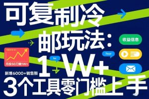 可复制冷邮件玩法:月投50刀賺1W+,新增6000+销售额,3个工具零门槛上手-遨游资源库