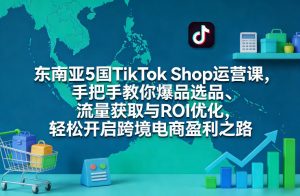 东南亚5国TikTok Shop运营课,手把手教你爆品选品、流量获取与ROI优化,轻松开启跨境电商盈利之路-遨游资源库