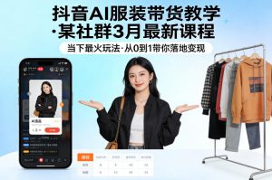 抖音AI服装带货教学，某社群3月最新课程，当下最火玩法，从0到1带你落地变现-遨游资源库
