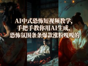 AI中式恐怖短视频教学，手把手教你用AI生成，恐怖氛围条条爆款涨粉嘎嘎的-遨游资源库