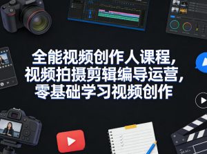 全能视频创作人课程，视频拍摄剪辑编导运营，零基础学习视频创作（更新2026年3月）-遨游资源库