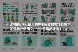 小红书6W粉丝博主的养生图文科普项目教学，不露脸只做图文，一个月居然能搞3-5W-遨游资源库