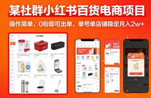 某社群小红书百货电商项目，操作简单，0粉即可出单，单号单店铺稳定月入2w+-遨游资源库