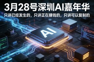 3月28号深圳AI嘉年华，只讲已经发生的，只讲正在賺钱的，只讲可以复制的-遨游资源库