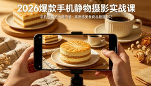 2026爆款手机静物摄影实战课，手机也能拍出商拍感，学会拍出高质感美食商品-遨游资源库