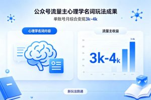 公众号流量主新跑通心理学名词玩法，单账号月综合变现3k-4k-遨游资源库