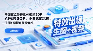 （特效出场）平面变立体特效AI视频SOP，小白也能玩转，生图+视频直接抄作业-遨游资源库