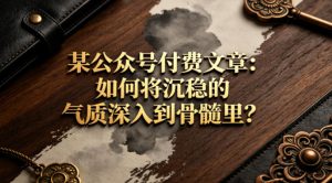 某公众号付费文章：如何将沉稳的气质深入到骨髓里？-遨游资源库