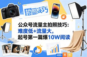 公众号流量主之拍照技巧赛道，难度低+流量大，起号第一篇就爆了10w阅读-遨游资源库