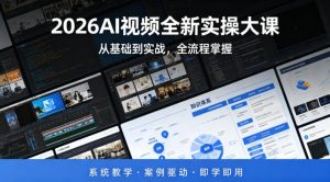 2026AI视频全新实操大课，从基础到实战，全流程掌握，系统教学·案例驱动·即学即用-遨游资源库