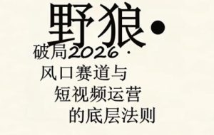 野狼团队·多平台实操运营课，覆盖AI口播、服装、好物、漫剪等热门玩法（更新4月29日）-遨游资源库
