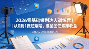 2026零基础短剧达人训练营｜从0到1做短剧号，接星图任务賺收益，抓住2026年短剧流量红利-遨游资源库
