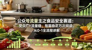 公众号流量主之食品安全赛道，受众广+流量稳，每篇作品稳定万次阅读，从0-1全流程讲解-遨游资源库