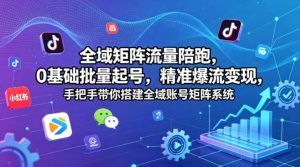 全域矩阵流量陪跑，0基础批量起号，精准爆流变现，手把手带你搭建全域账号矩阵系统-遨游资源库