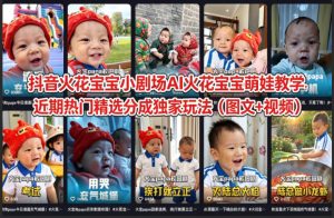 抖音火花宝宝小剧场AI火花宝宝萌娃教学，近期热门精选分成独家玩法（图文+视频）-遨游资源库