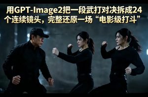 用GPT-Image2把一段武打对决拆成24个连续镜头，完整还原一场“电影级打斗”-遨游资源库