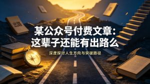 某公众号付费文章：这辈子还能有出路么-遨游资源库