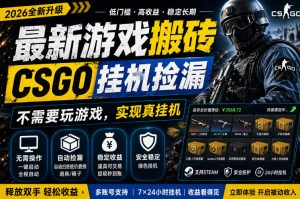 最新游戏搬砖，CSGO纯挂G，不需要玩游戏，实现真挂G，月入1W+，五一小高峰上车可吃肉，手机即可操作【揭秘】-遨游资源库