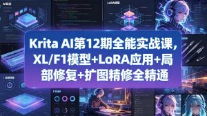 Krita AI第12期全能实战课，XL/F1模型+LoRA应用+局部修复+扩图精修全精通-遨游资源库