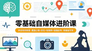 零基础自媒体进阶课，多名导师亲授，覆盖心理+定位+短视频+瑜伽起号，零基础可学-遨游资源库