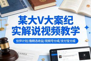 某大V大案纪实解说视频教学,可做伙伴计划、撸精选收益,视频号和支付宝分成计划均可-遨游资源库