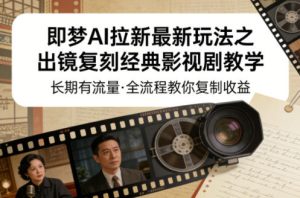 即梦AI拉新最新玩法之出镜复刻经典影视剧教学,长期有流量,全流程教你复制收益-遨游资源库