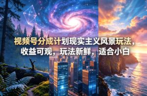 视频号分成计划现实主义风景玩法，收益可观，玩法新鲜，适合小白-遨游资源库