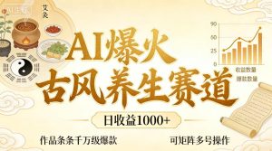 AI爆火古风养生赛道，日收益1k+单条作品点赞破万+，可矩阵多号操作【揭秘】-遨游资源库
