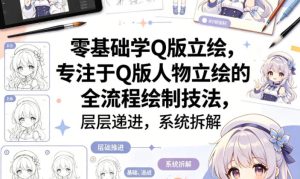 零基础学Q版立绘，专注于Q版人物立绘的全流程绘制技法，层层递进，系统拆解-遨游资源库