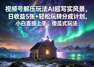 视频号解压玩法AI超写实风景，日收益5张+轻松玩转分成计划，小白直接上手，傻瓜式玩法-遨游资源库