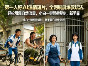 第一人称AI温情短片,全网刷屏爆款玩法,轻松引爆自然流量,小白一键照搬复刻,新手靠它稳步涨粉-遨游资源库