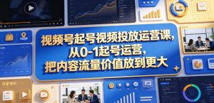 视频号起号视频投放运营课,从0-1起号运营,把内容流量价值放到更大-遨游资源库