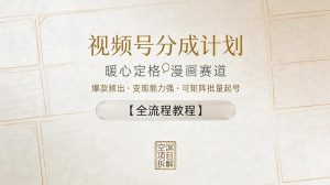 视频号分成计划，暖心定格漫画赛道，爆款频出，变现能力强，可矩阵批量起号【全流程教程】-遨游资源库