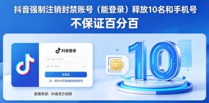 抖音强制注销F禁账号（能登录）释放10名和手机号，不保证百分百-遨游资源库