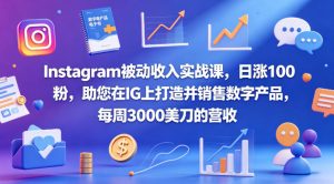 Instagram被动收入实战课，日涨100粉，助您在IG上打造并销售数字产品，每周3000美刀的营收【原创双语字幕】-遨游资源库
